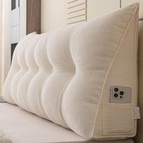 Sieninis trikampis galvūgalio pagalvys: Dviguba atlošas, minkštas apmušalas, sofos ir lovos juosmens atrama 60x50x20cm