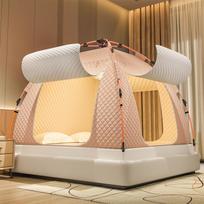 Žiemos lauko palapinė lovai: Šviesą blokuojantis, Atsparus kritimui, Storas šiltumas, Pilnos dangos uodų tinklas, Mongolų jurtos stogas. Ice Jade - No installation required for 1.2m bed tinka 1,2 m lovai - 120x195x135cm spalva