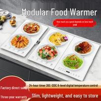 Multifunctional Smart Food Warmer with Detachable Plates, 110V/220V Hot Dish Appliance 220V Two-plate White