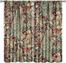 Vintažinės William Morris Laukinių gyvūnų užtemdančios langų užuolaidos   Rustic Boho Gyvūnų augalų langų užuolaidos   Svetainei miegamajam 21(W)* 100*130 Rod Pocket 1pcs