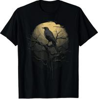 Juodo varnos paukščio siluetas Unisex S-5XL Unisex marškinėliai XL