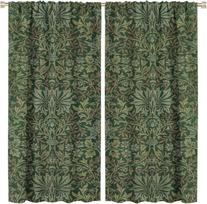 Bohemijos meno užtemdančios langų užuolaidos   William Morris originalus dizainas Žaliasis sodas Vintažinės užuolaidos   svetainei, miegamajam 21(W 100*130 Rod Pocket 1pcs