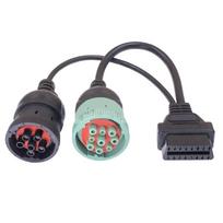 OBD2 Sunkvežimių Sąsajos Y formos Kabelis 16Pin Vyriškas Į Moterišką 6pin J1708 Ir J1939 9pin 1