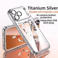 Ultra-Thin Plating Clear Lens Protector Phone Case For iPhone 17 Pro Max 17Pro 17 Air For Magsafe Charging Port Dust Soft Cover For iPhone 17 ProMax