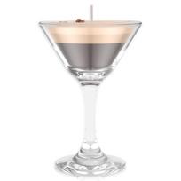 Espresso Martini žvakė stiklinėje Dekoratyvinė kavos Martini žvakė Elegantiškas kavos baro dekoras Unikali dovanos moterims merginoms