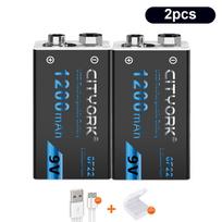 9 V 1200 mAh 6F22 USB Įkraunama ličio jonų baterija 9 V ličio, skirta multimetrui, mikrofonui, žaisliniam nuotolinio valdymo pultui KTV naudoti 2 juoda