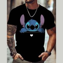 Disney Lilo Stitch 3D spausdinti marškinėliai vyrams ir moterims, apvalia iškirpte, trumpomis rankovėmis, kasdieniai marškinėliai, berniukams, mergaitėms, gatvės mada, vasaros S