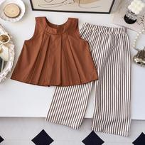 Girls' Wide-Leg Pants Set Summer New Children's Casual Summer Outfit Korean Style Girls' Vest Top Two-Piece Set 5Y kava