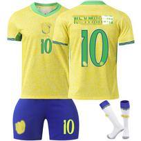 Paaugliams Vaikams Suaugusiems Futbolo Apranga Sportinio Treniruočių Džersio Rinkinys su Kojinėmis 24/25 Brazilija Namų #10 Neymar JR 16