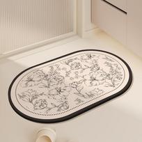 French Retro Absorbent Bathroom Door Mat - Minimalist, Dirt-Resistant, Easy-Care Floor Pad for Entrance 40*60cm