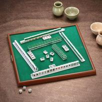 Kompaktiškas 15 mm kelioninis Mahjong rinkinys su drožinėtais kauliukais, staleliu ir laikikliais