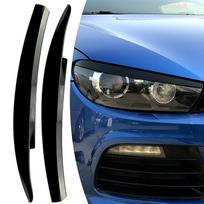 2 vnt. Automobilio priekinio žibinto antakių vokelių apdailos dangteliai Scirocco 2009- 2017 m. Blizgios juodos anglies pluošto rašto Automobilio aksesuarai juoda