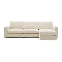 Smėlio spalvos kampinė sofa iš šenilinio audinio (su dešiniuoju kampu/su gultu) Alea – Kave Home