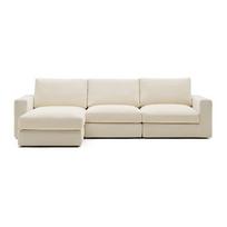 Smėlio spalvos kampinė sofa iš šenilinio audinio (su kairiuoju kampu/su gultu) Alea – Kave Home