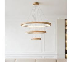 Brilagi - LED liustras ant laido UMEA WOOD LED/45W/230V skersmuo 60 cm, medinis