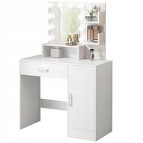 Tualetinis staliukas su LED veidrodžiu, modernus stilius, baltas