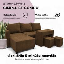 Kampinis išskleidžiamas sofos su staliuku ir pufais St Combo, Podrez, Ruda