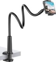 Telefono laikiklis Stovas su „Gooseneck“ formos rankena, tinkantis 4,7–7 colių įrenginiams, juodas