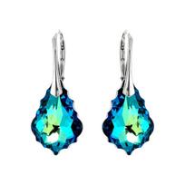 Sidabriniai auskarai moterims DiamondSky „Baroque V (Bermuda Blue)“ su Swarovski kristalais