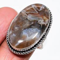 Natural Tube Agate Gemstone 925 Sterling Silver Jewelry Ring Size 9 AR-16428