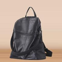 2024 m. Nauja Europos ir Amerikos moterų natūralios odos kuprinė – didelės talpos koledžo stiliaus retro krepšys Black - Small