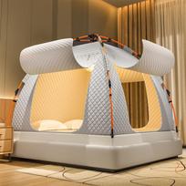 Sustorinta žieminė uodų tinklo palapinė: Šviesą blokuojantis, atsparus kritimui, pilnos apsaugos jurtos tipo baldakimas vidinėms lovoms 1.2m Bed - 120x195x135cm