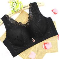 Didelio dydžio moteriškas liemenėlė Push Up Sexy Lace Siuvinėjimas Liemenėlė Moteriškas apatinis trikotažas 100D juoda
