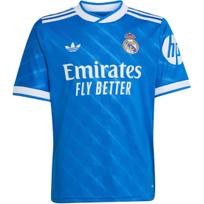 Adidas Originals Greitai džiūstantis marškinėlis Real Madrid Antrasis išvykos komandos logotipas raidė juostelė Futbolas Sportas Trumpomis rankovėmis Vaikų viršutiniai drabužiai JP3930 128