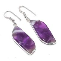 Natural Chevron Amethyst Gemstone 925 Sterling Silver Jewelry Earring 2.05  AEE-11123