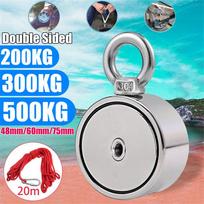 200/300/500KG dvipusis neodimio metalo magneto detektorius žvejybos rinkinys + 20M virvė