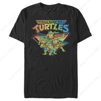Big & Tall Teenage Mutant Ninja Rainbow Turtle Group Men's Tops Short Sleeve Tee Shirt, Black S juoda