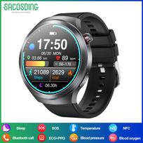 SACOSDING Naujas EKG+PPG Išmanusis Laikrodis Vyrams 466*466 AMOLED Ekranas Širdies Ritmo Kraujospūdžio Stebėjimas Bluetooth Skambutis NFC Sveikatos Išmanusis Laikrodis 2025 juoda