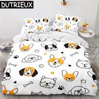 Shiba Inu šunų patalynės komplektas Gyvūnai Šunys Antklodės užvalkalas Dvigulė King Twin Vienvietė Lova Rinkiniai Vaikams Berniukams Dekoras Namams Individualus Antklodės užvalkalas EU Single(135*200cm)3pcs