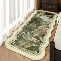 French Retro Non-Slip Bedside Rug - Washable Thickened Floor Mat for Bedroom or Balcony 40x120cm Plush Velvet