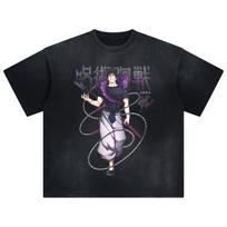 Fushiguro Toji Marškinėliai Skalbti Oversized Y2k Jujutsu Kaisen Manga Streetwear Hip Hop Medvilniniai Trumpomis Rankovėmis Drabužiai Atsitiktiniai Laisvi Moteriški Vyriški Drabužiai L