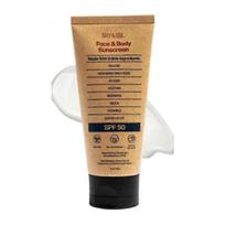 Natūralus mineralinis apsauginis kremas nuo saulės SPF50+ su jautienos taukais jautriai odai, atsparus vandeniui, matinės tekstūros, 85g geltona