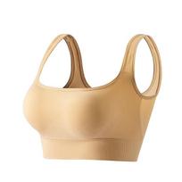 Sportinės liemenėlės Crop Top Fitness Sporto salė Bėgimas Sportinė Apranga Moteriški apatiniai Push Up Liemenėlė Didelio dydžio Yoga Liemenėlė U Back Camisole 2XL smėlis