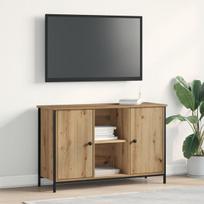 televizoriaus spintelė juoda 101x35x65 cm inžinerinis medis ir plienas