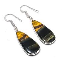 Natural Tiger Eye Gemstone 925 Sterling Silver Jewelry Earring 1.93  AEE-10696