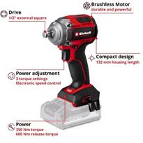 18V Impact Wrench TP-CW 18/350-C LI BL-SOLO 4510055 EINHELL | 4510055 | 4006825680652