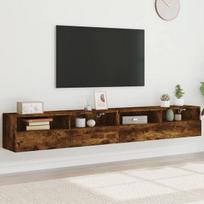 Sieninės tv spintelės, 2vnt., dūminės, 100x30x30cm, mediena
