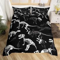 Juros periodo užvalkalų komplektai Lengvi pledų užvalkalai Miegamojo dekoras Dinosaurų iliustracijos Skeletas Biologija Istoriniai patalynės komplektai EU Single(135*200cm)3pcs