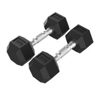 Sporto prekės, TUNTURI Platinum, šešiakampės formos guminiai hanteliai, 2*5 kg, 1 vnt.