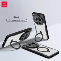 XUNDD Dėl Xiaomi 17 Ultra dėklas Prabangus korpusas Matinis skaidrus galinis dangtelis Atsparus smūgiams Apsauginiai dėklai Su besisukančiu magnetiniu laikikliu Stovas For Xiaomi 17 Ultra juoda