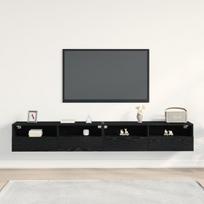 TV sieninės spintos 2 vnt Juoda 100x30x30 cm Inžinerinis Mediena