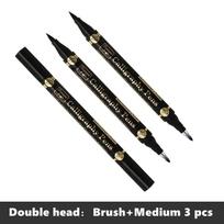 3 Pc/lot Double Head Multifunction Brush Pen Black Ink Calligraphy Brush Pens Collection Art Markers 4 Size for Student Supplies