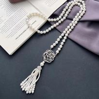 Elegant Tassel Pearl Necklace: Chinese-Inspired Luxury Sweater Chain for Women