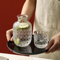 Ins Style Glass Cold Water Pitcher Set with Cup - Elegant Teapot for One