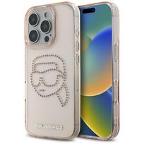KARL LAGERFELD dėklas IPHONE 16 Pro KLHCP16LHKHDCELP (IML deimantai S K galva) rožinis