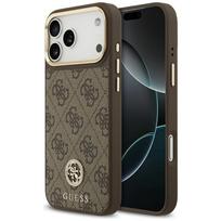 GUESS dėklas IPHONE 17 Pro Max, suderinamas su MagSafe GUHMP17XP4GRMDEW (PU W / 4G Strass Logotipas) rudas